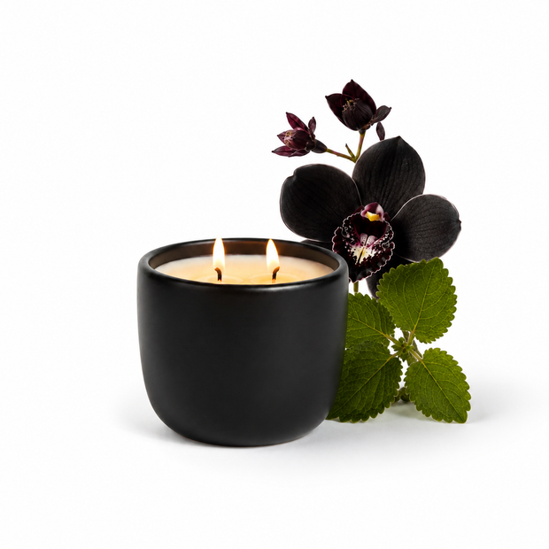 Vela aromática ZENUM Black Orchid & Patchouli · colección SCULPT
