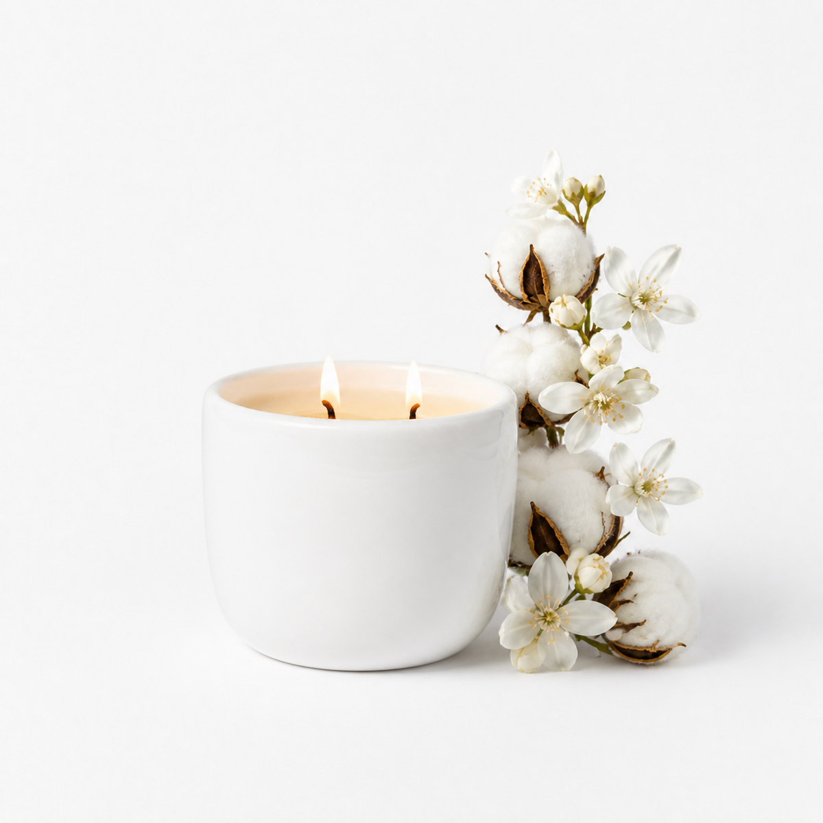 Vela aromática ZENUM Cotton & Orange Blossom · colección SCULPT